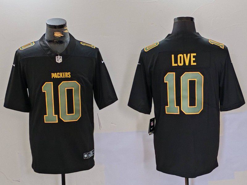 Men Green Bay Packers #10 Love Black Fashion 2024 Nike Limited NFL Jersey style 1->indianapolis colts->NFL Jersey